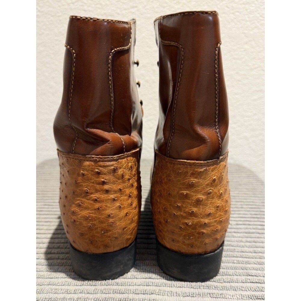 Ariat Women’s Ostrich Vamp Lace-Up Boots Size 11 Brown Exotic Leather Western - Picture 4 of 15